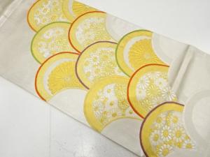 アンティーク　青海波に菊模様織り出し袋帯（材料）